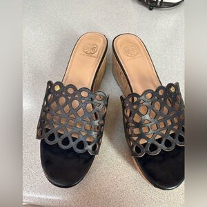 Tory Burch Blue Cutout Wedges